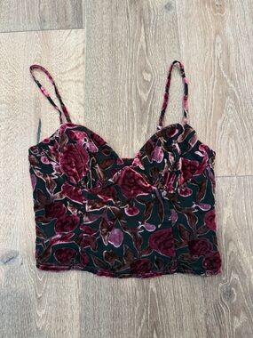 superdown Velvet Floral Cami in Burgundy and Black